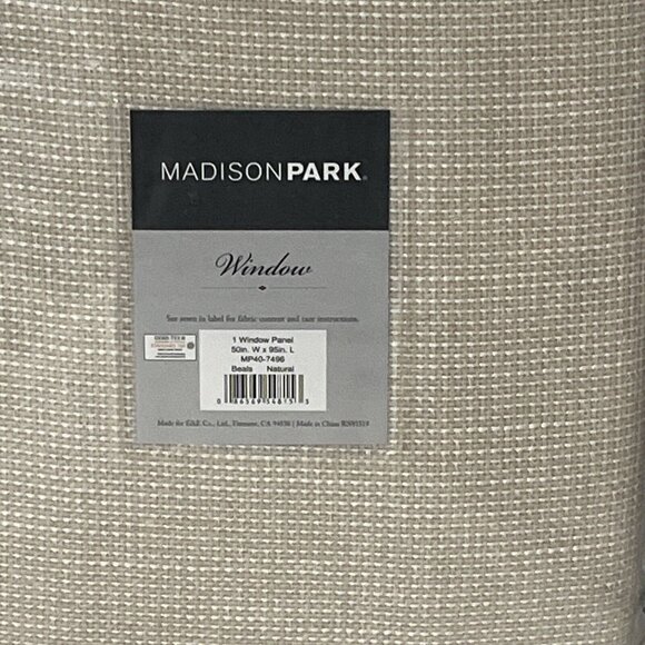 Madison Park Curtain Barnet Light Filtering Rod‎ Pocket Back Tab Single Natural - Picture 1 of 5